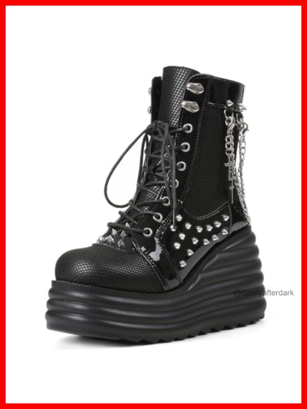 Platform Goth Ankle Boots Faux Leather Punk Combat Booties